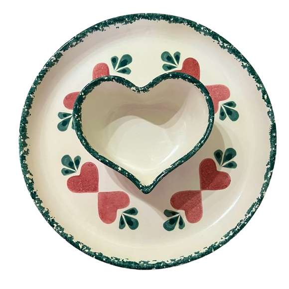 Chaparral Pottery USA Hear Chip & Dip Serving Dish 11.5” - Picture 1 of 6